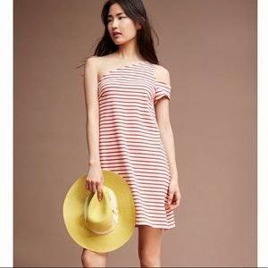 Mauve One Shoulder Striped Dress - Anthropologie